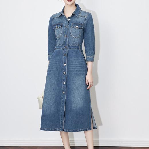 【高货wl】全新升级【铂金会员330/天猫439/差价109】(74417) 洛诗琳优雅通勤复古衬衫式牛仔裙简约休闲连衣裙 商品图2