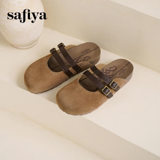 Safiya/索菲娅2025咖啡庄园复古软底休闲外穿舒适勃肯凉拖 SFD1110402 商品图0
