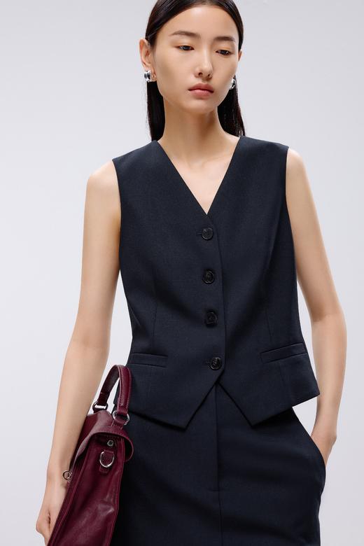 朗姿	梭织马甲深藏青色LAJK04WVT120A61 商品图5