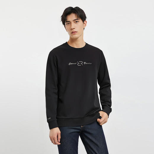 【桑蚕丝混纺】罗蒙春秋男装卫衣激光雕花卫衣男士休闲百搭卫衣圆领长袖T恤上衣男 商品图3