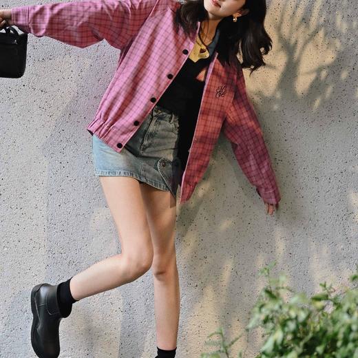 顺丰包邮洛诗琳34538早春新款学院风经典格纹慵懒宽松外套50239 商品图1