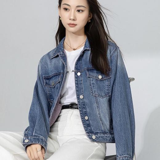 【高货xg】全新升级【铂金会员257/天猫339/差价82】(15715) 洛诗琳渐变色牛仔外套2025年春秋季新款宽松短款夹克外套 商品图0