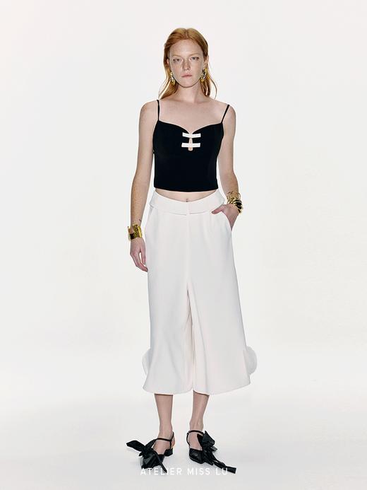 【少女未眠夜】撞色一字蝴蝶结设计吊带上衣 商品图1