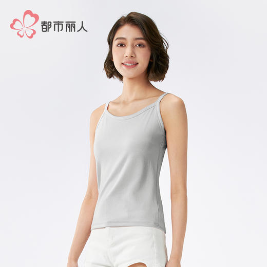 都市丽人棉质吊带背心锦棉罗纹基础简约吊带背心LVH5A1 商品图2