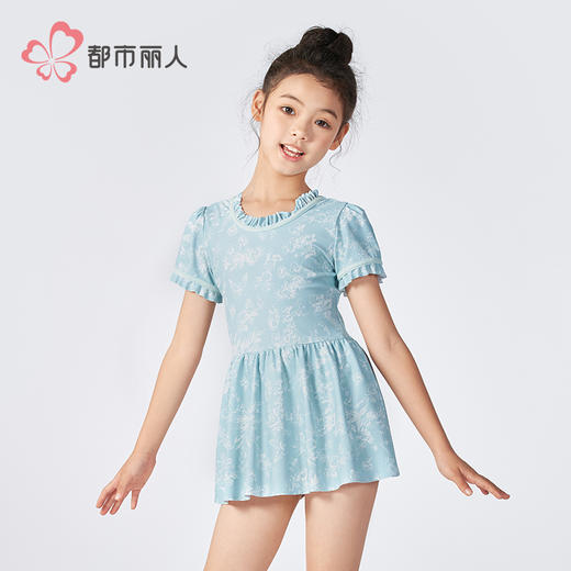 都市丽人女童连体泳衣薄半光涤泳布滨海休闲一体式泳衣JSH9A7 商品图1