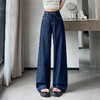 【GZ】无忧购2025春季美式休闲复古丹宁蓝高腰垂感休闲阔腿牛仔裤2405（截单后7天发货) 商品缩略图5