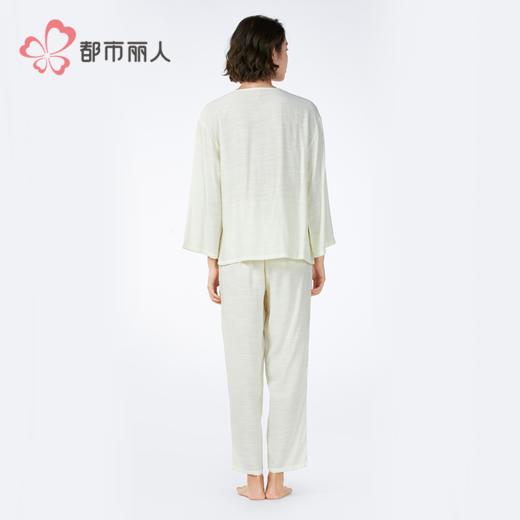 都市丽人女士梭织棉长袖套装薄麻麻纱生活家居长袖类LHH2E7 商品图2