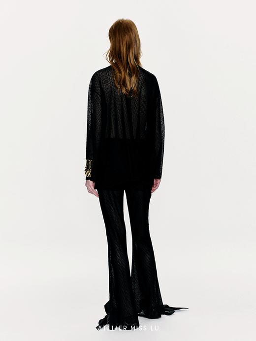 【都柏林狂欢】品牌LOGO植绒设计透视交叉绑带上衣 商品图3