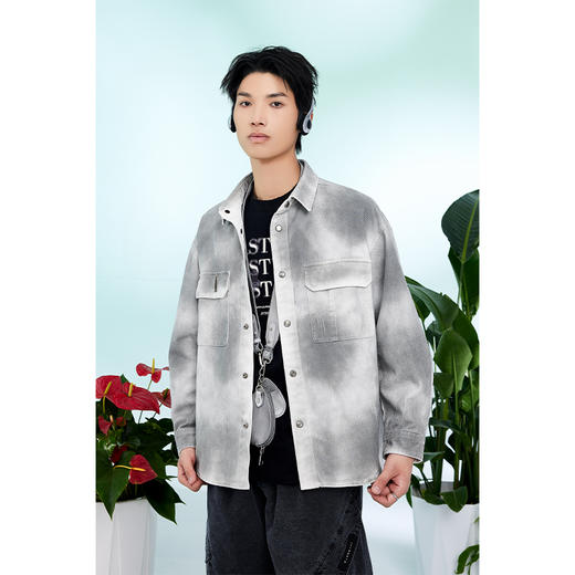 【新品上新】HX 春秋季水洗牛仔衬衫式茄克衫做旧喷色C105510004101/02 商品图3