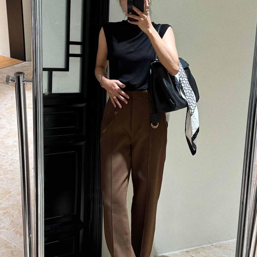 顺丰包邮洛诗琳35636高奢天丝羊毛混纺开叉直筒西装裤女220079 商品图1