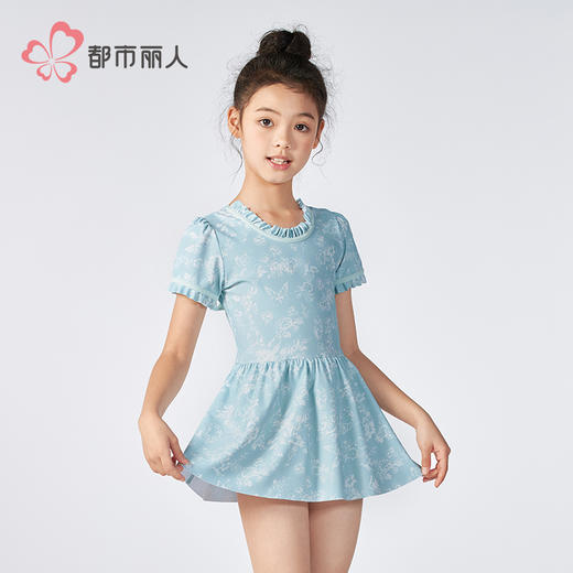 都市丽人女童连体泳衣薄半光涤泳布滨海休闲一体式泳衣JSH9A7 商品图2