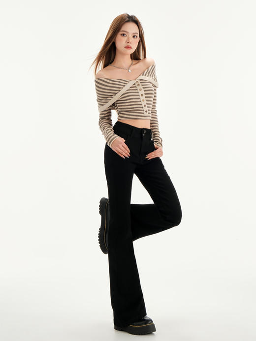 【GZ】无忧购2025春季韩版宽松阔腿牛仔百搭高腰弹力喇叭裤2025（截单后7天发货) 商品图8