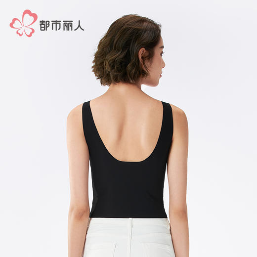 都市丽人丝质宽肩背心竖条冰丝时尚美搭宽肩背心LVH4A3 商品图3