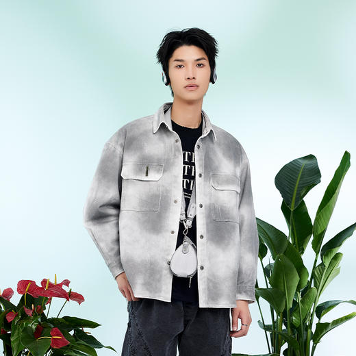【新品上新】HX 春秋季水洗牛仔衬衫式茄克衫做旧喷色C105510004101/02 商品图1