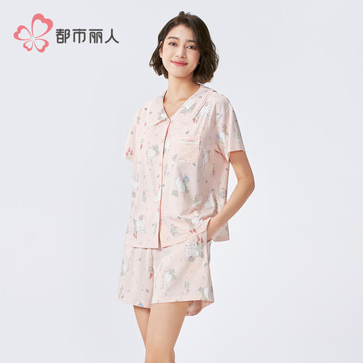 都市丽人女士莫代尔短袖套装薄棉莫拉架生活家居短袖类LHH1A9 商品图2