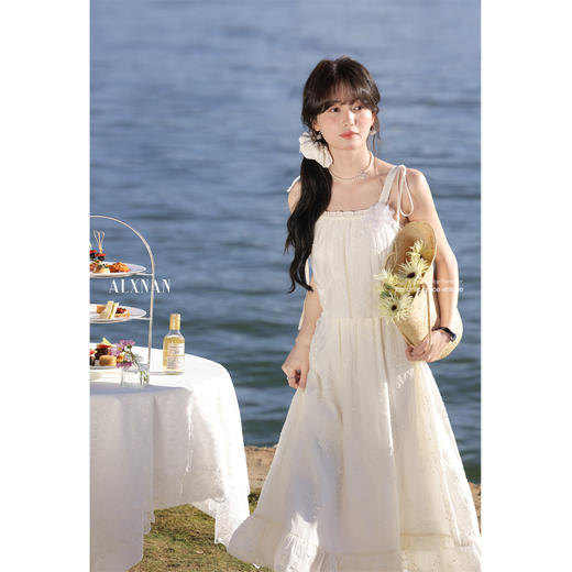 鹿向南「半夏晴海」法式假两件连衣裙L52993 商品图0