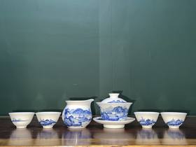 青花山水茶具套组