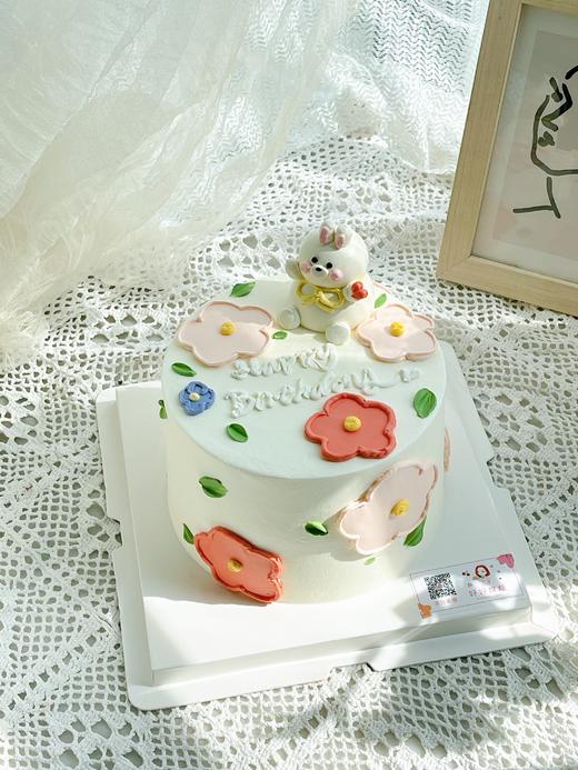 奶油霜立体兔子花花蛋糕 商品图0