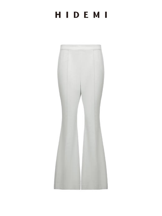 HIDEMI 白色绵羊毛混纺极简设计感显瘦喇叭长裤气质设计感拖地神裤 商品图7