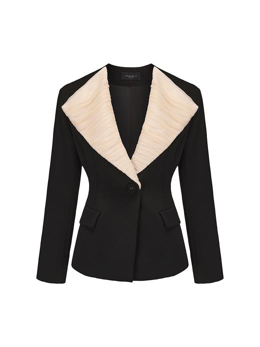 【云端漫步】肌理柔纱艺术拼接收腰西装外套 商品图4