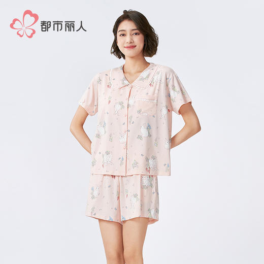 都市丽人女士莫代尔短袖套装薄棉莫拉架生活家居短袖类LHH1A9 商品图1