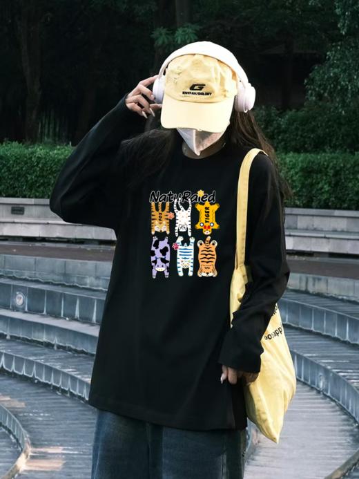 【YW】无忧购2025春季韩系休闲卡通印花宽松八大200g纯棉长袖上衣（截单后7天发货) 商品图2