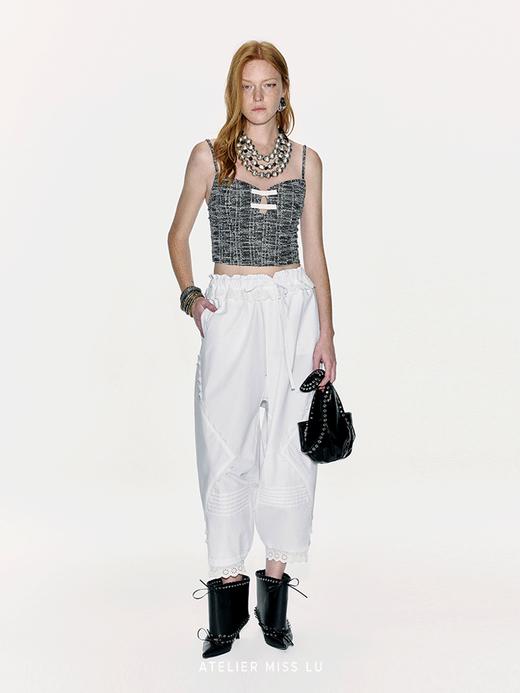 【银河少女】撞色一字蝴蝶结小香风吊带上衣 商品图1