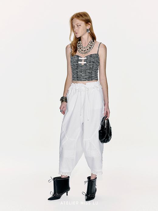 【银河少女】撞色一字蝴蝶结小香风吊带上衣 商品图2