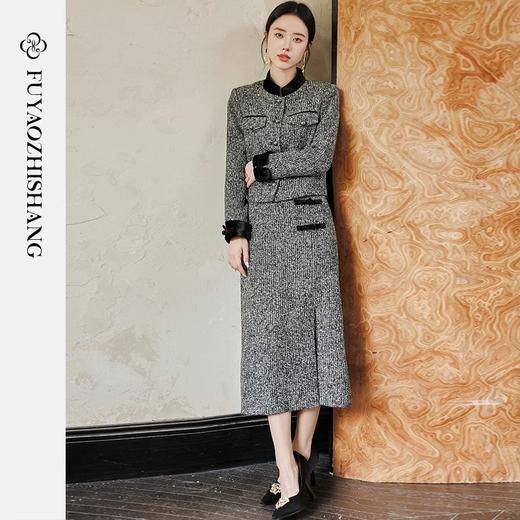 IWY/扶摇系列 奢贵羊毛短外套秋冬新款粗花呢收腰上衣半裙小香风套装FYCS561 商品图3