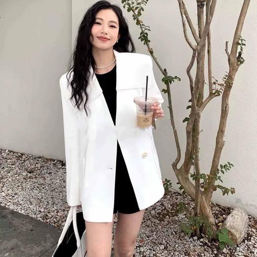 顺丰包邮洛诗琳34806设计感风琴领宽松廓形西装外套女26883 商品图0