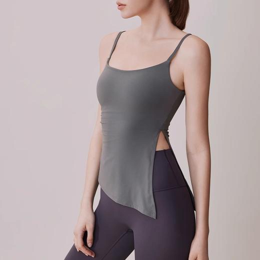 跃牌【海听系列】裸感抽绳打褶瑜伽服女固定胸垫吊带运动背心夏MZ71 商品图2
