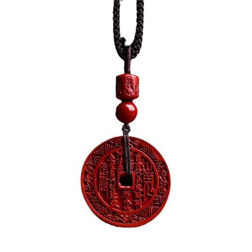 【纳福❗️朱砂山鬼花钱吊坠】朱砂蛇年本命年平安扣钥匙扣挂件 情侣挂件随身项链 情人节生日礼物手工饰品新年礼盒年货礼盒L 商品图4