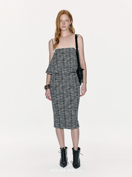 【飞鱼子酱】撞色一字蝴蝶结廓形A字吊带上衣 商品图0