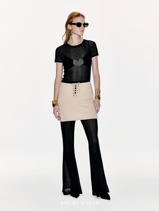 【性感脉络】品牌LOGO植绒设计透视上衣 商品图3