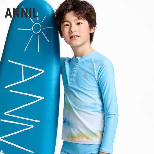男童分体长袖泳衣套装夏季新款安奈儿童装JB527060 商品图0