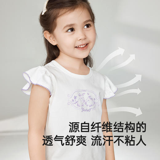 【莫奈花园系列】英氏儿童T恤夏季短袖透气女童休闲套头衫百搭上衣2025新款T恤 商品图2