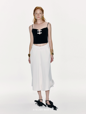 【少女未眠夜】撞色一字蝴蝶结设计吊带上衣