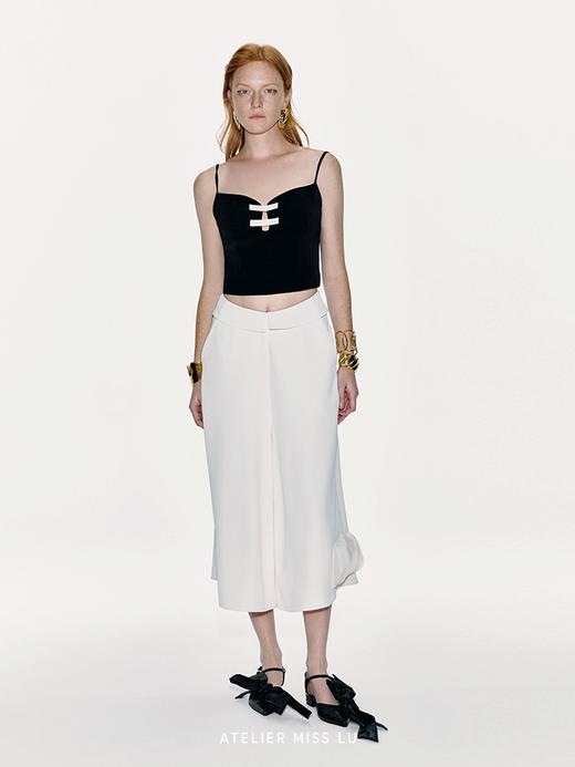 【少女未眠夜】撞色一字蝴蝶结设计吊带上衣 商品图0