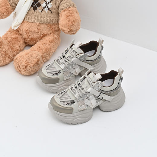 经典鲨女鞋2025年春款韩版时尚潮流网状透气平底老爹鞋休闲鞋KW387-517011 商品图3