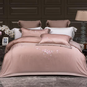 多喜爱 60S兰精天丝刺绣四件套 蝶梦翩翩 丝滑 亮泽真丝 奥地利进口兰精天丝 莱赛尔纤维 高密天丝 精美刺绣专利床单 兰花礼盒装