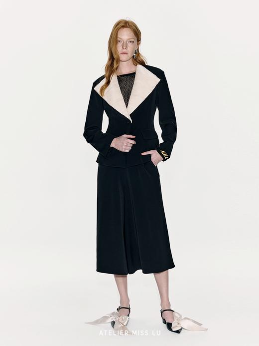 【云端漫步】肌理柔纱艺术拼接收腰西装外套 商品图0