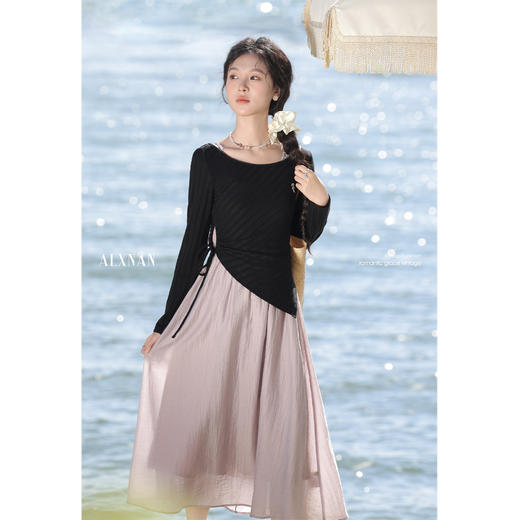 鹿向南「白玉紫芝」浅紫色春季连衣裙 商品图1