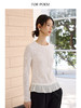 ForPoem 现货 25/SS原创设计微透花朵肌理荷叶边下摆修身肌理打底衫 商品缩略图0