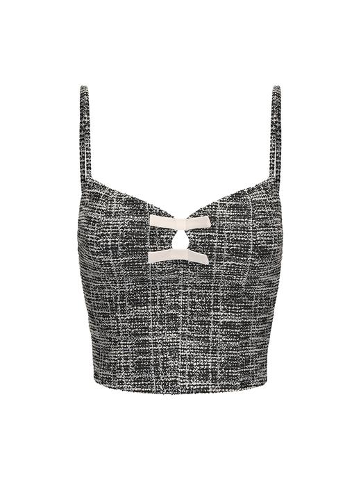 【银河少女】撞色一字蝴蝶结小香风吊带上衣 商品图4