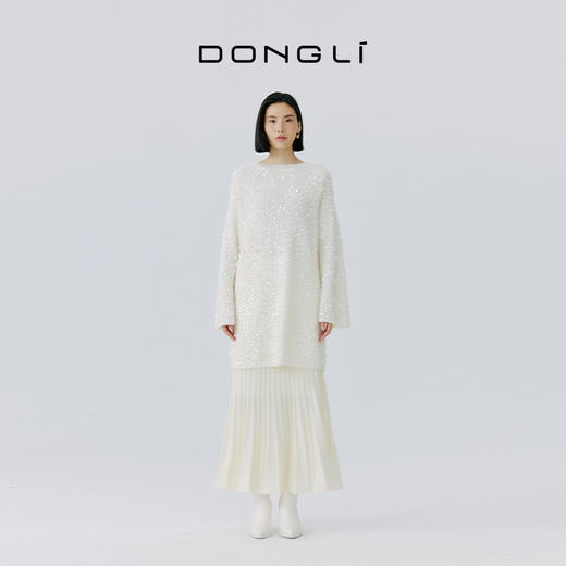 东黎 • 山羊绒女士秋冬钉珠片圆领喇叭袖套衫 4330 商品图5
