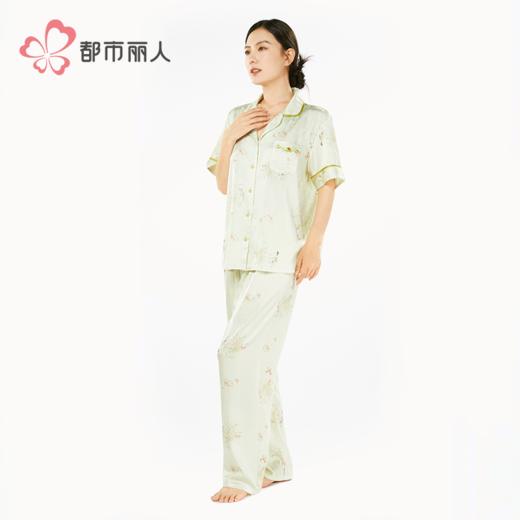 都市丽人女士丝质短袖套装薄冰雪丝提花生活家居短袖类LHH1B5 商品图4