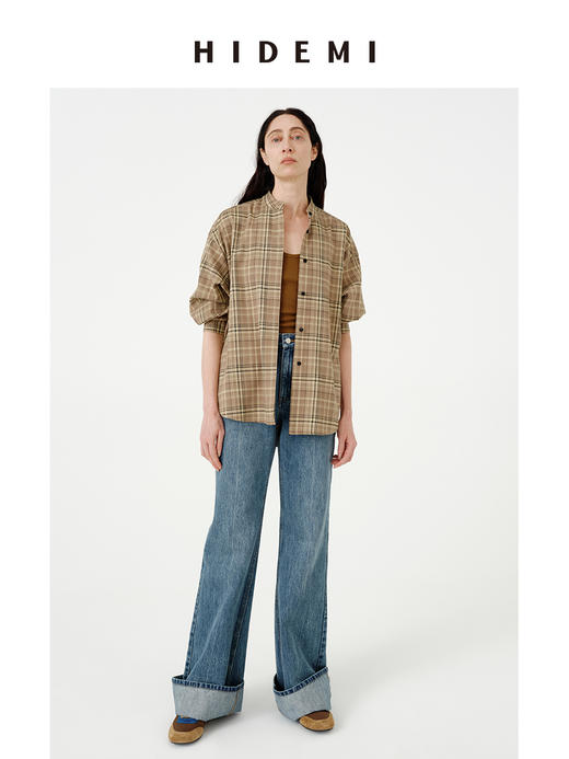 HIDEMI 都市单宁系列多重水洗猫须做旧牛仔蓝喇叭牛仔裤纯棉微喇女 商品图7