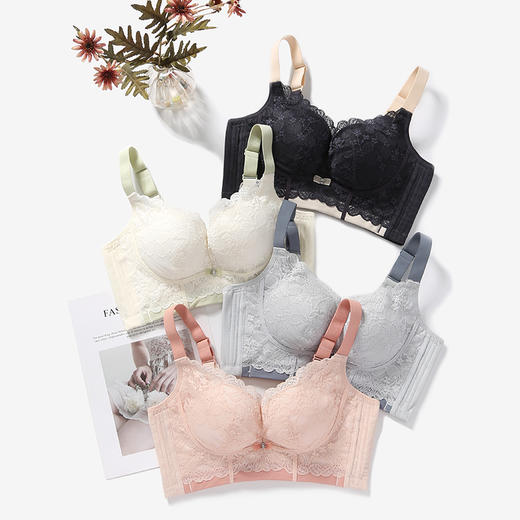 芬腾内衣女上托防下垂聚拢文胸女款性感蕾丝无钢圈舒适收副乳胸罩 商品图4