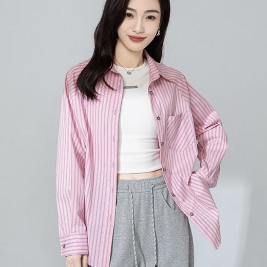 【高货xg】全新升级【铂金会员174/天猫229/差价55】(20905) 洛诗琳早春新款设计感小众粉条纹叠穿宽松慵懒风衬衫外套 商品图3