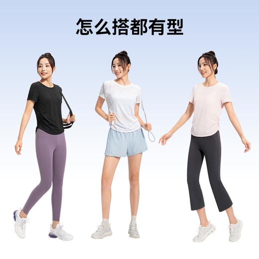 MOLYVIVI2025夏季新款轻柔花纱抽褶短袖T运动轻薄透气吸汗 商品图4